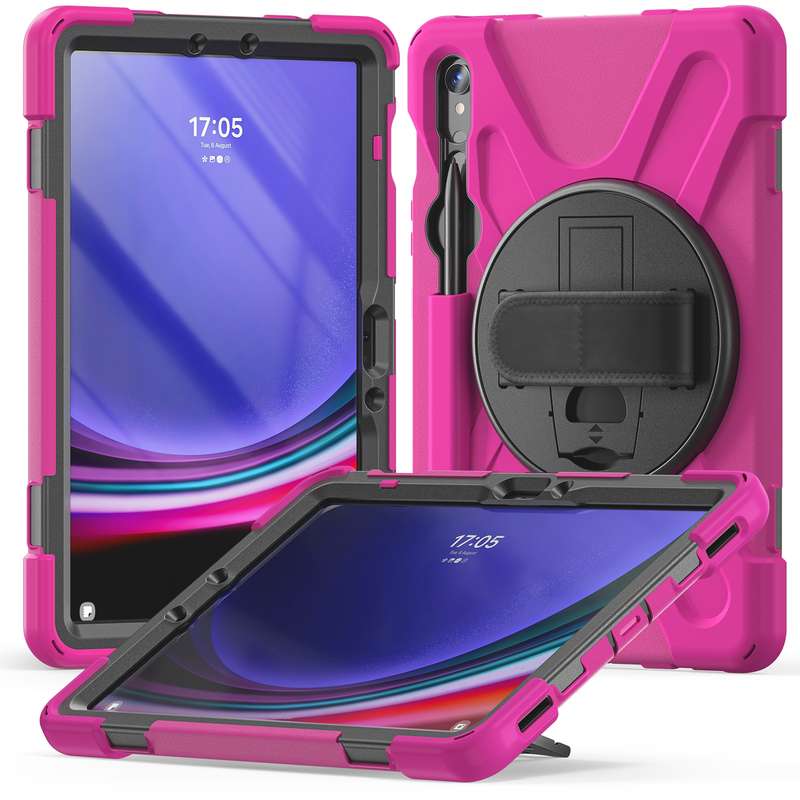 For Galaxy Tab S10 FE / S9 FE / S9 / S8 / S7 Rotary Handle Grab TPU + PC Tablet Case(Black)