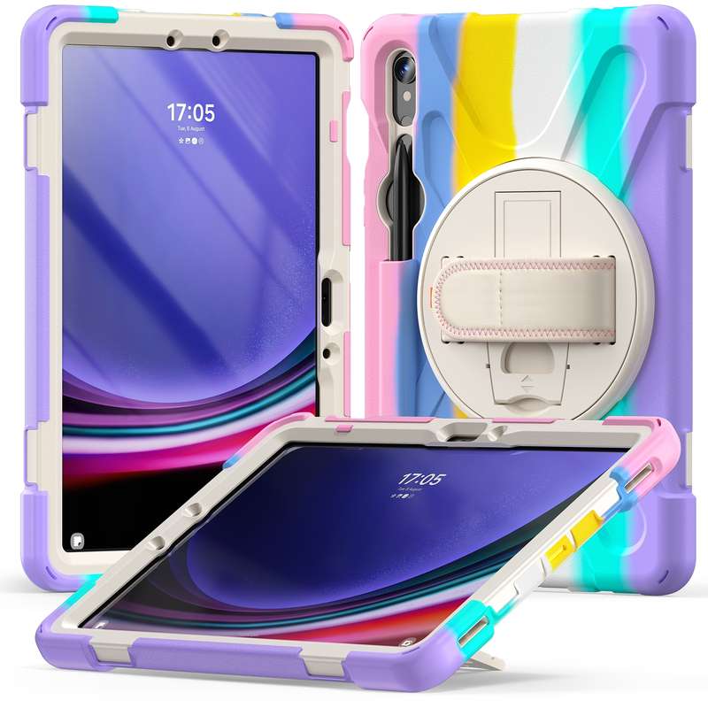 For Galaxy Tab S10 FE / S9 FE / S9 / S8 / S7 Rotary Handle Grab TPU + PC Tablet Case(Black)