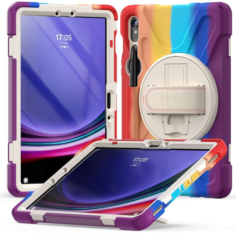 For Galaxy Tab S10 FE / S9 FE / S9 / S8 / S7 Rotary Handle Grab TPU + PC Tablet Case(Black)
