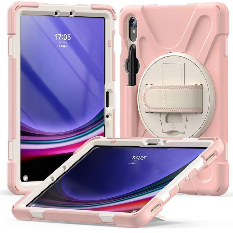 For Galaxy Tab S10 FE / S9 FE / S9 / S8 / S7 Rotary Handle Grab TPU + PC Tablet Case(Black)