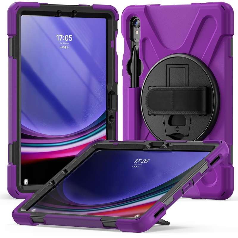 For Galaxy Tab S10 FE / S9 FE / S9 / S8 / S7 Rotary Handle Grab TPU + PC Tablet Case(Black)