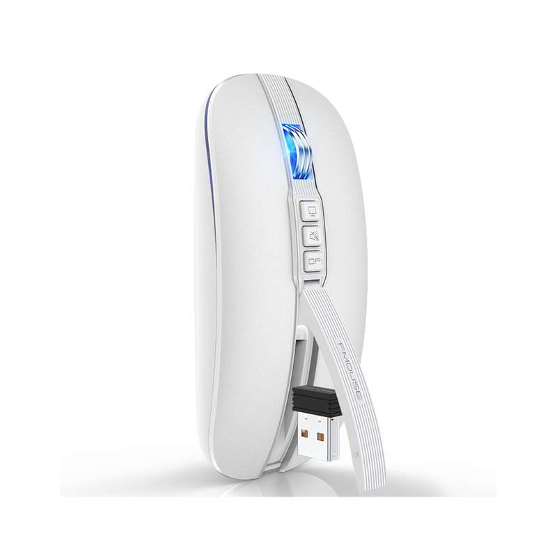 HXSJ M113 2400DPI Dual Mode 2.4GHz + Bluetooth 5.1 Wireless Mouse(Metallic Grey)