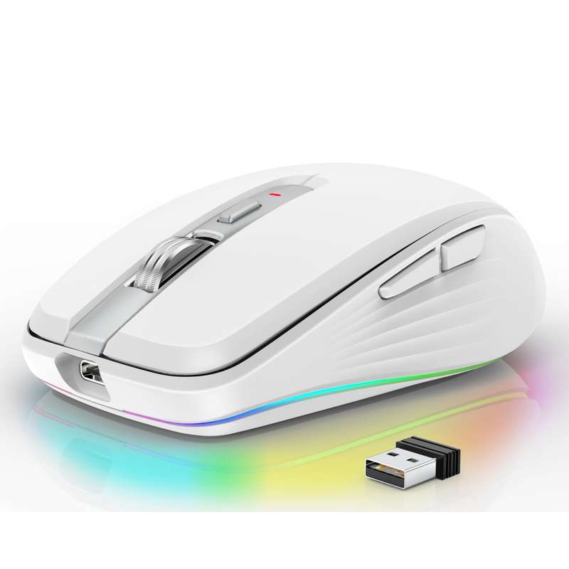 HXSJ M303 2400DPI Dual Mode 2.4GHz + Bluetooth 5.1 Wireless Mouse(Pink)