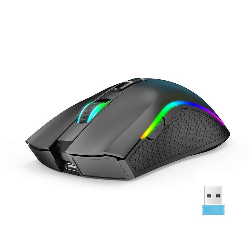 HXSJ T69 4800DPI RGB 2.4GHz Wireless Mouse(White)