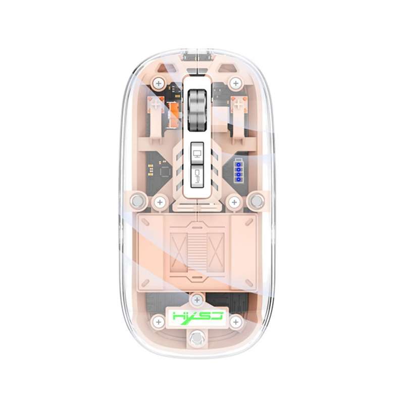 HXSJ T900 Transparent Magnet Three-mode Wireless Gaming Mouse(Orange)