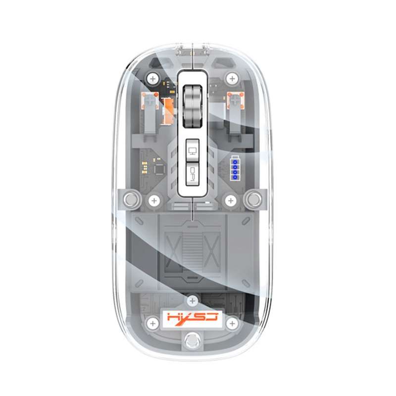 HXSJ T900 Transparent Magnet Three-mode Wireless Gaming Mouse(Orange)