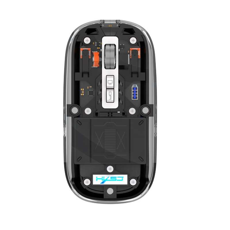 HXSJ T900 Transparent Magnet Three-mode Wireless Gaming Mouse(Orange)
