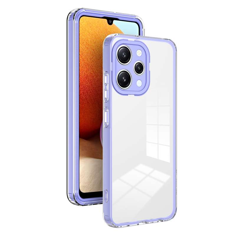 For Xiaomi Redmi 12 3 in 1 Clear TPU Color PC Frame Phone Case(White)