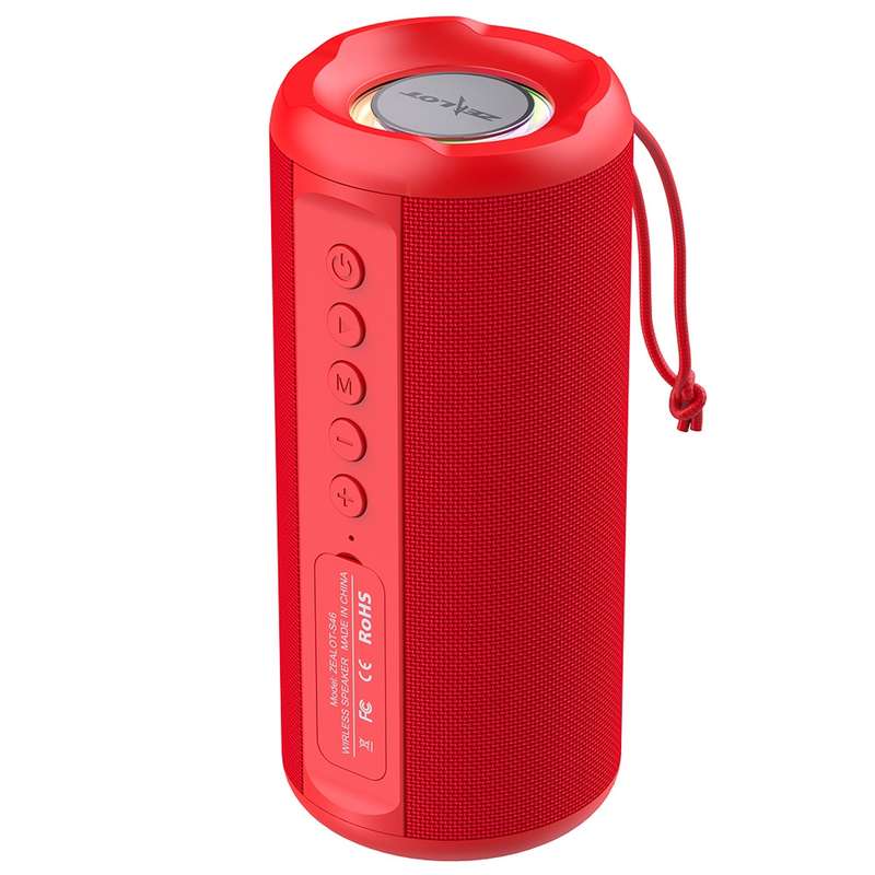 Zealot S46 TWS Portable Wireless Bluetooth Speaker with Colorful Light(Black)