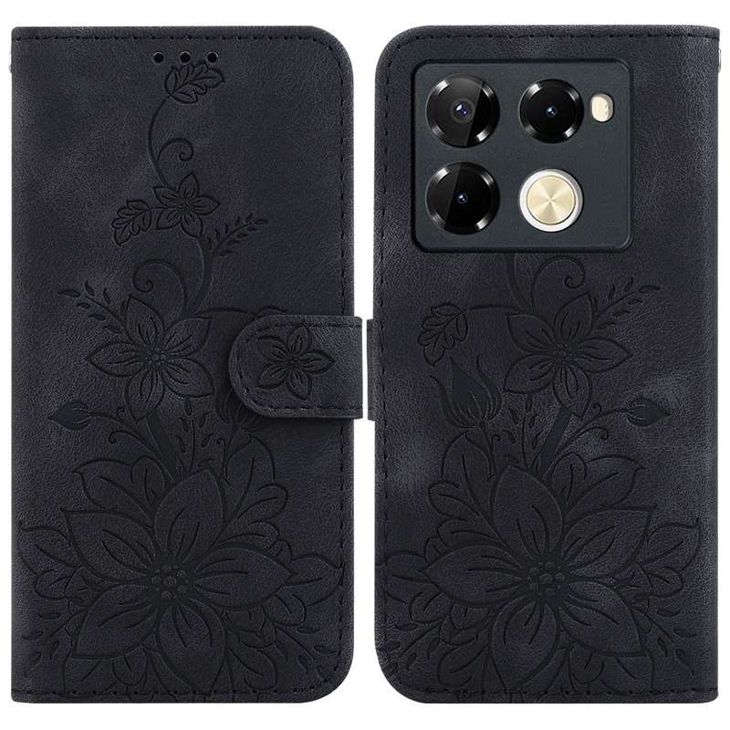 For Infinix Note 40 Pro 4G / 5G Lily Embossed Leather Phone Case(Black)