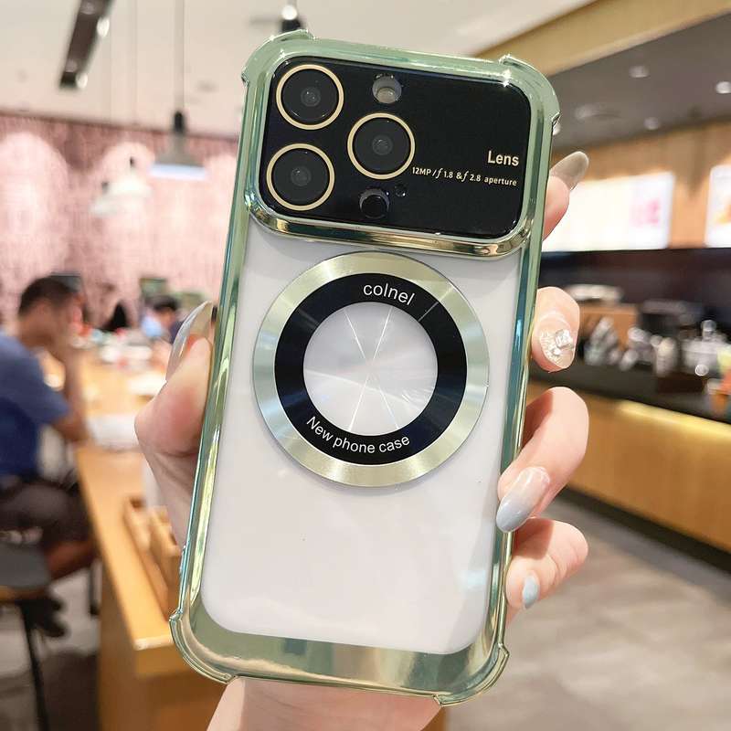 For iPhone 11 Pro Max MagSafe Shockproof TPU Phone Case with Lens Film(Rose Gold)