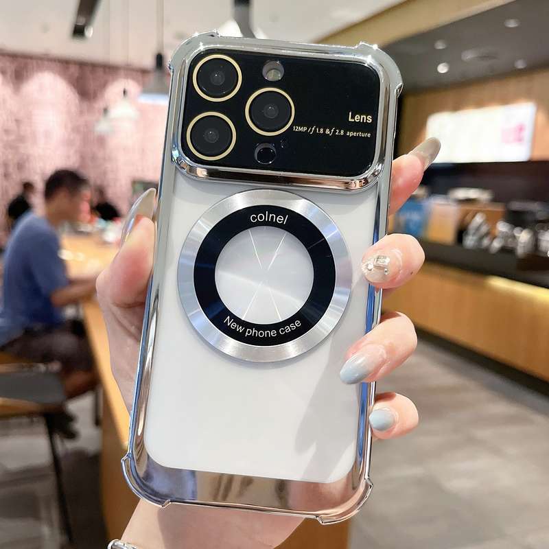 For iPhone 11 Pro Max MagSafe Shockproof TPU Phone Case with Lens Film(Rose Gold)