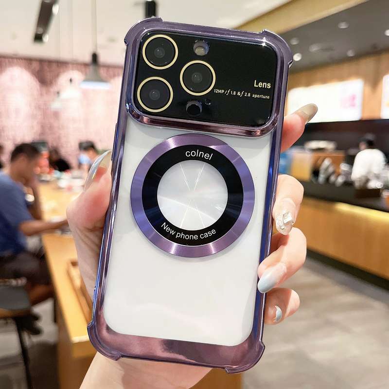 For iPhone 11 Pro Max MagSafe Shockproof TPU Phone Case with Lens Film(Rose Gold)