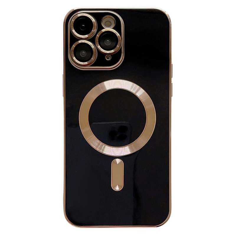For iPhone 11 Pro Max Magsafe Plating TPU Phone Case with Lens Film(White)