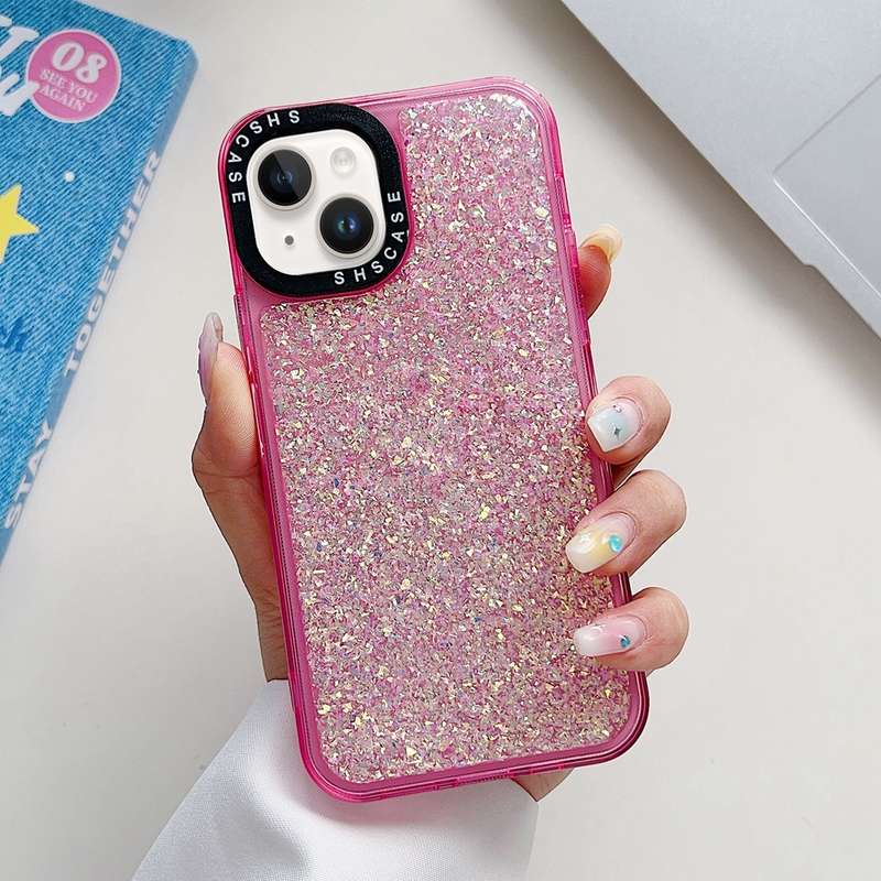 For iPhone 15 Glitter Epoxy Shockproof Phone Case(White)