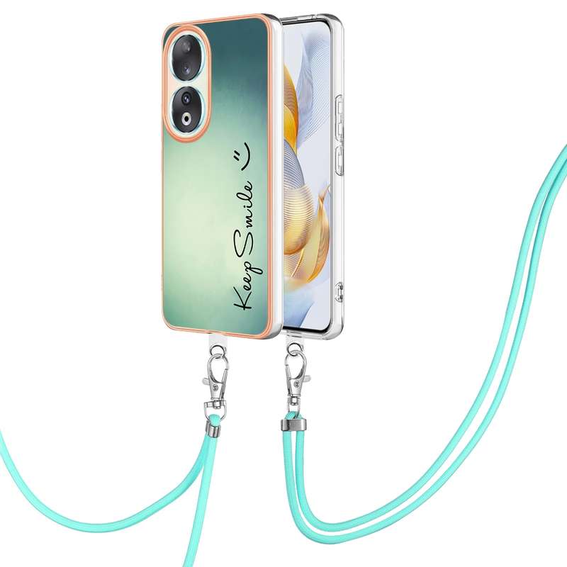 For Honor 90 Electroplating Dual-side IMD Phone Case with Lanyard(Retro Radio)