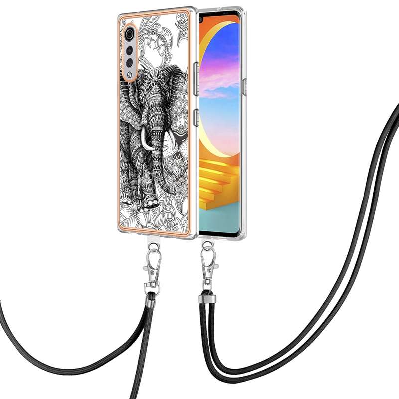 For LG Velvet 5G / 4G Electroplating Dual-side IMD Phone Case with Lanyard(Natural Growth)
