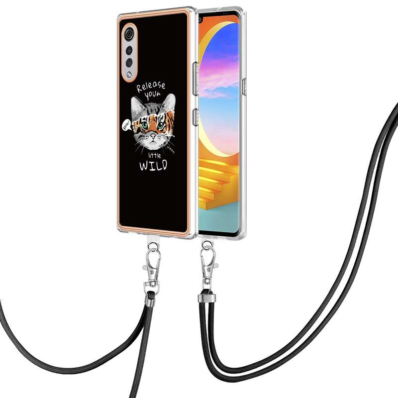 For LG Velvet 5G / 4G Electroplating Dual-side IMD Phone Case with Lanyard(Natural Growth)