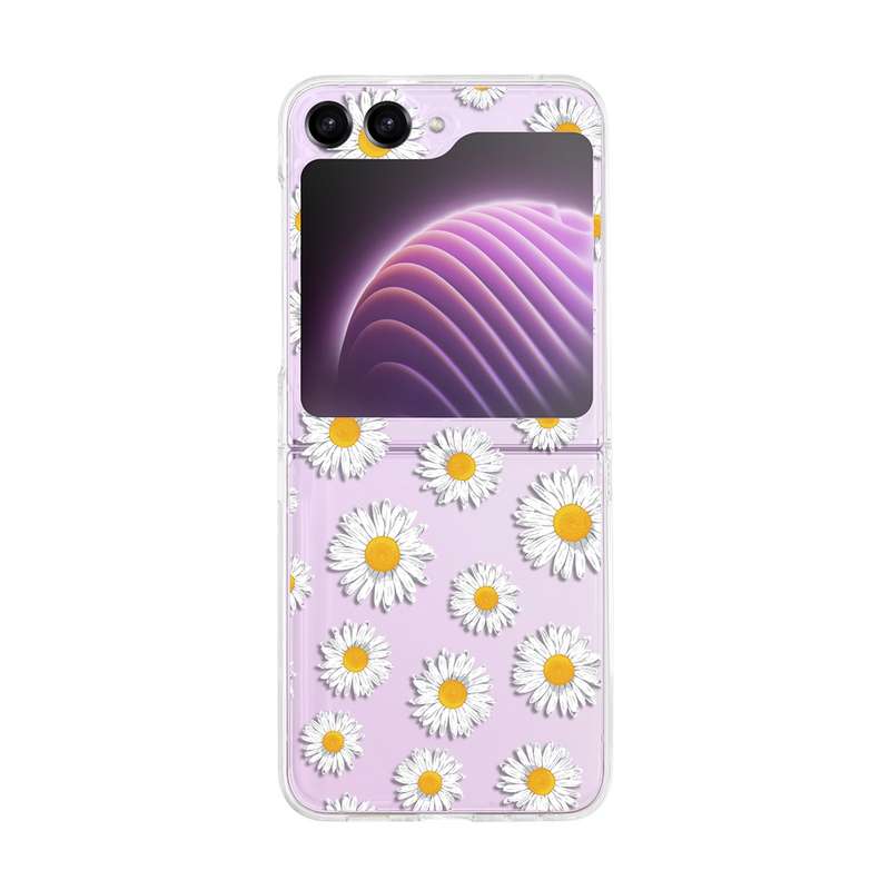 For Samsung Galaxy Z Flip5 Painted Pattern PC Transparent Folding Phone Case(Z57 Pink Butterfly)