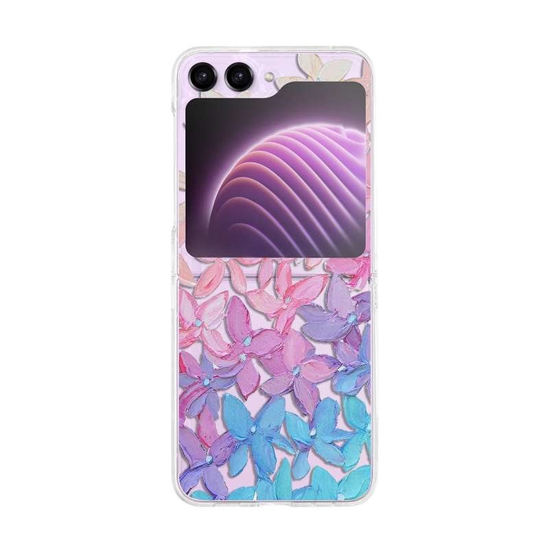 For Samsung Galaxy Z Flip5 Painted Pattern PC Transparent Folding Phone Case(Z57 Pink Butterfly)