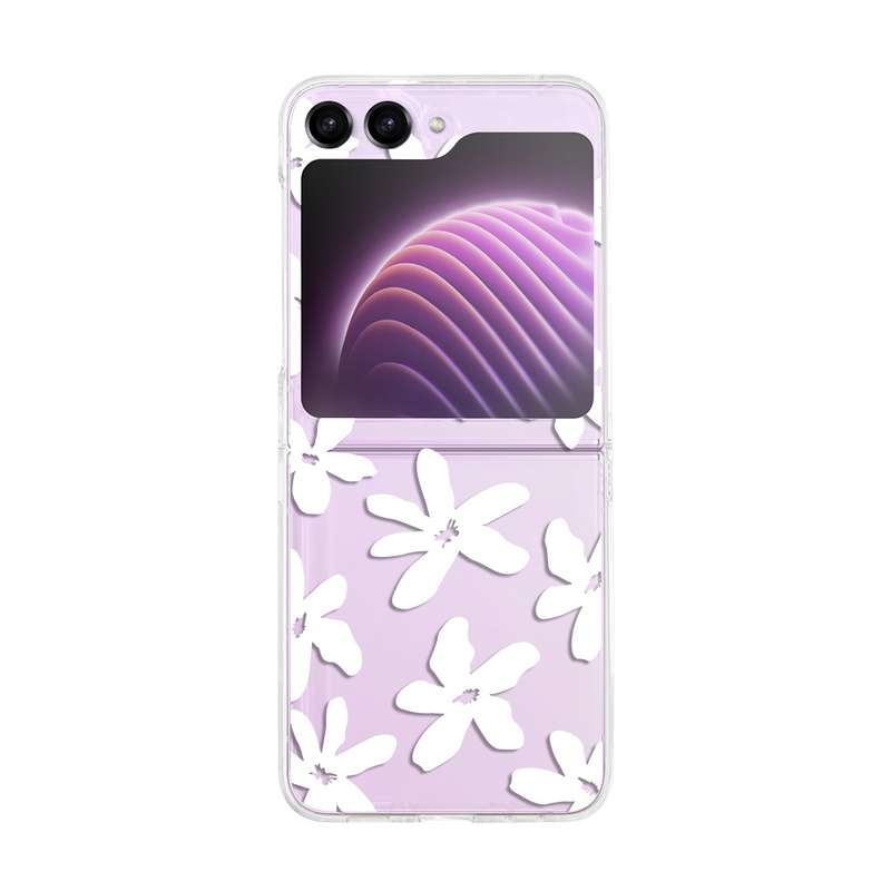 For Samsung Galaxy Z Flip5 Painted Pattern PC Transparent Folding Phone Case(Z57 Pink Butterfly)