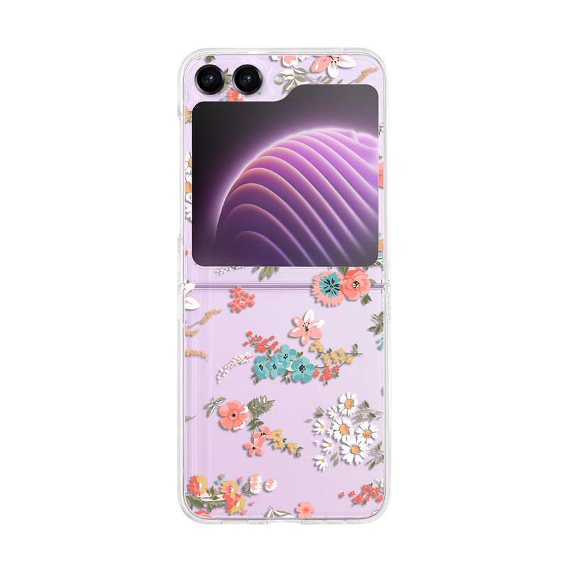 For Samsung Galaxy Z Flip5 Painted Pattern PC Transparent Folding Phone Case(Z57 Pink Butterfly)