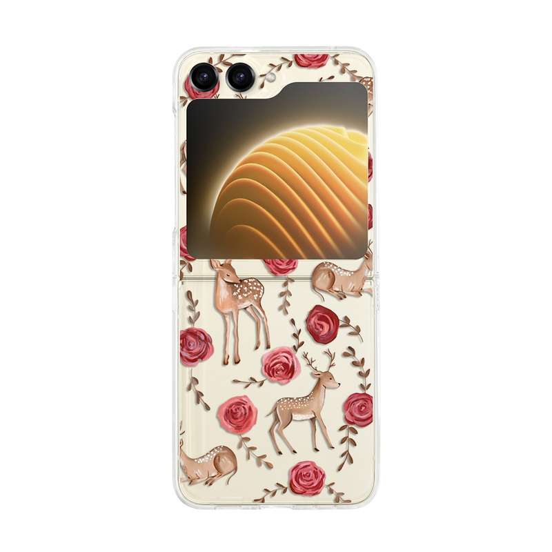 For Samsung Galaxy Z Flip5 Painted Pattern PC Transparent Folding Phone Case(Z57 Pink Butterfly)