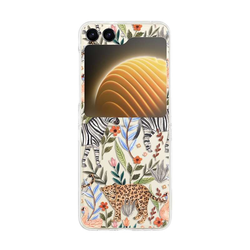 For Samsung Galaxy Z Flip5 Painted Pattern PC Transparent Folding Phone Case(Z57 Pink Butterfly)
