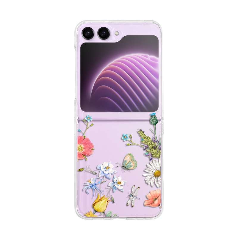 For Samsung Galaxy Z Flip5 Painted Pattern PC Transparent Folding Phone Case(Z57 Pink Butterfly)