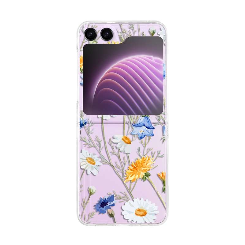 For Samsung Galaxy Z Flip5 Painted Pattern PC Transparent Folding Phone Case(Z57 Pink Butterfly)