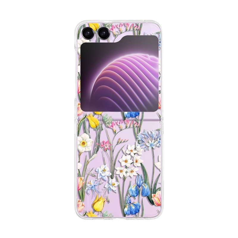 For Samsung Galaxy Z Flip5 Painted Pattern PC Transparent Folding Phone Case(Z57 Pink Butterfly)