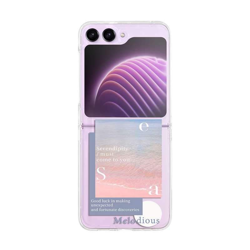 For Samsung Galaxy Z Flip5 Painted Pattern PC Transparent Folding Phone Case(Z57 Pink Butterfly)