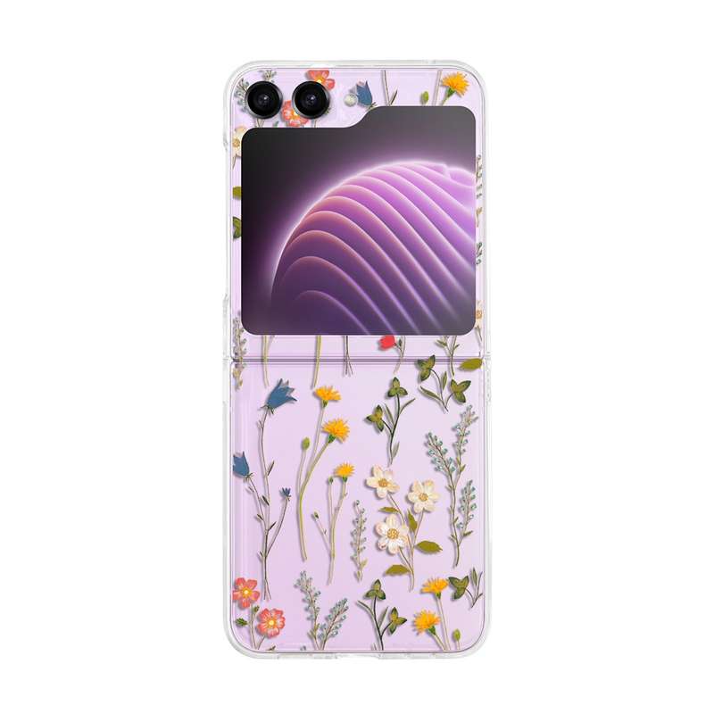 For Samsung Galaxy Z Flip5 Painted Pattern PC Transparent Folding Phone Case(Z57 Pink Butterfly)