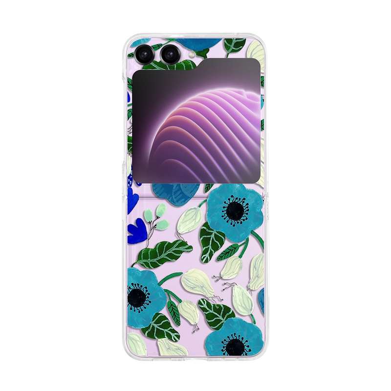 For Samsung Galaxy Z Flip5 Painted Pattern PC Transparent Folding Phone Case(Z57 Pink Butterfly)