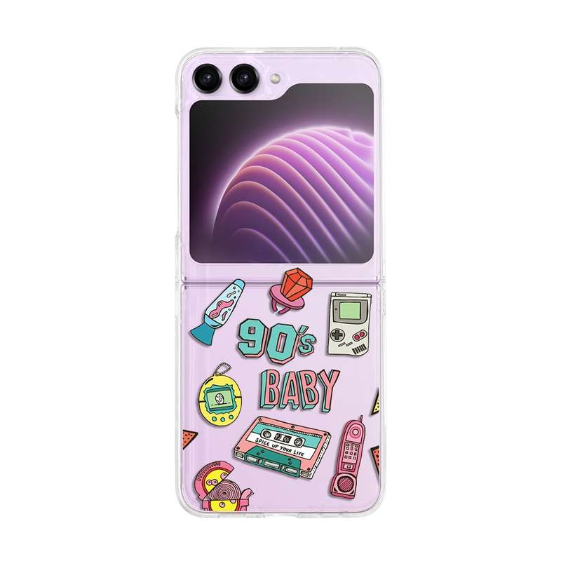 For Samsung Galaxy Z Flip5 Painted Pattern PC Transparent Folding Phone Case(Z57 Pink Butterfly)