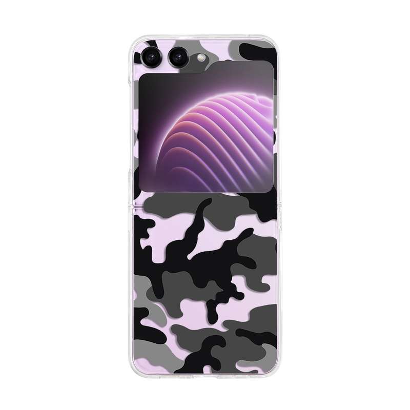 For Samsung Galaxy Z Flip5 Painted Pattern PC Transparent Folding Phone Case(Z57 Pink Butterfly)