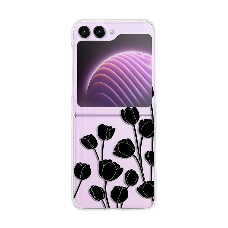 For Samsung Galaxy Z Flip5 Painted Pattern PC Transparent Folding Phone Case(Z57 Pink Butterfly)