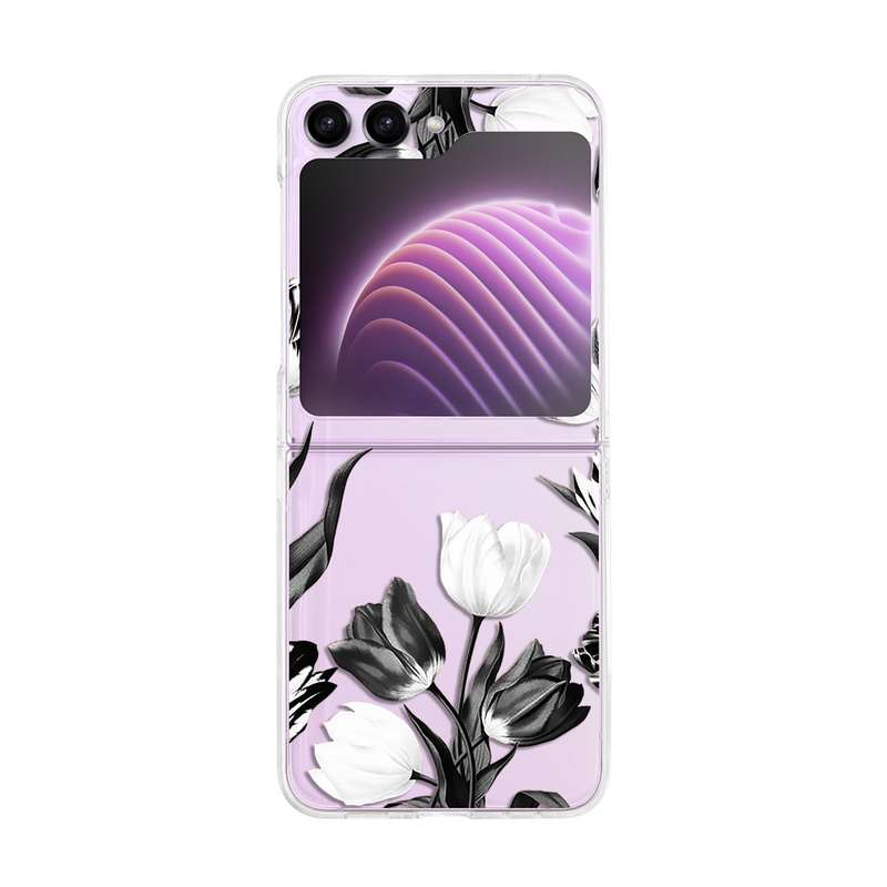 For Samsung Galaxy Z Flip5 Painted Pattern PC Transparent Folding Phone Case(Z57 Pink Butterfly)