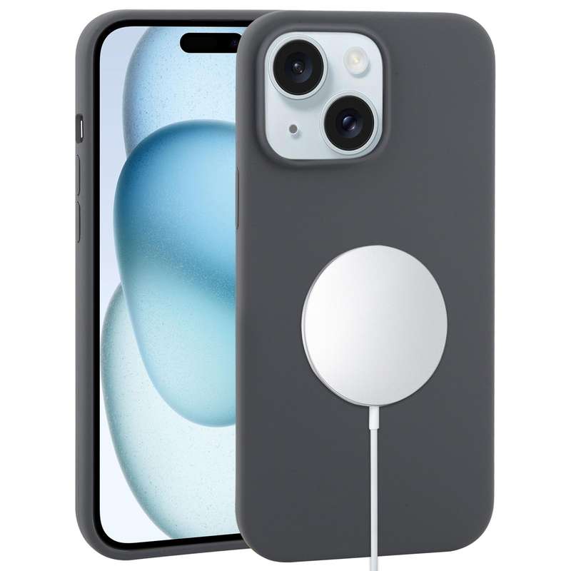 For iPhone 15 Liquid Silicone Full Coverage MagSafe Phone Case(Black)