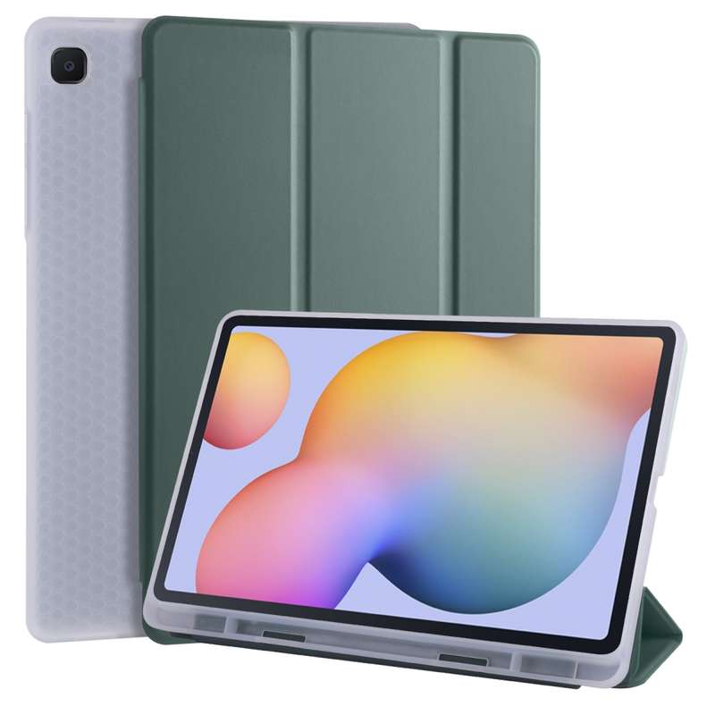 For Samsung Galaxy Tab S6 Lite P610 3-folding Horizontal Flip PU Leather + Shockproof TPU Case with