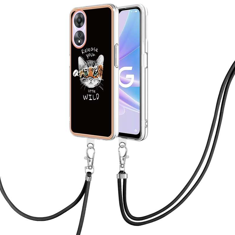 For OPPO A78 / A58 Electroplating Dual-side IMD Phone Case with Lanyard(Equation)