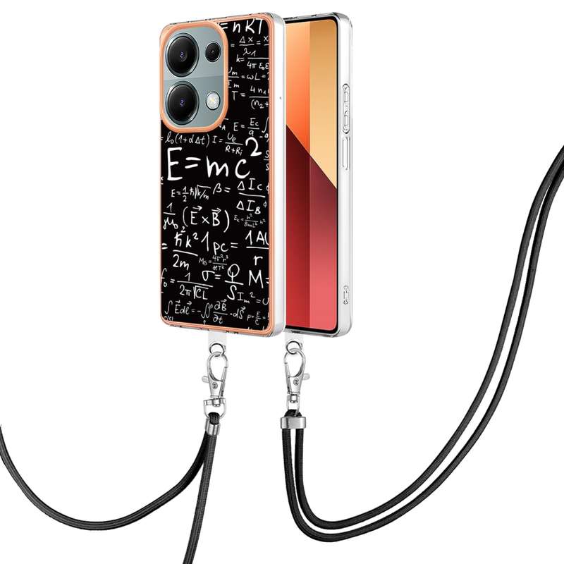 For Xiaomi Poco M6 Pro 4G Electroplating Dual-side IMD Phone Case with Lanyard(Equation)