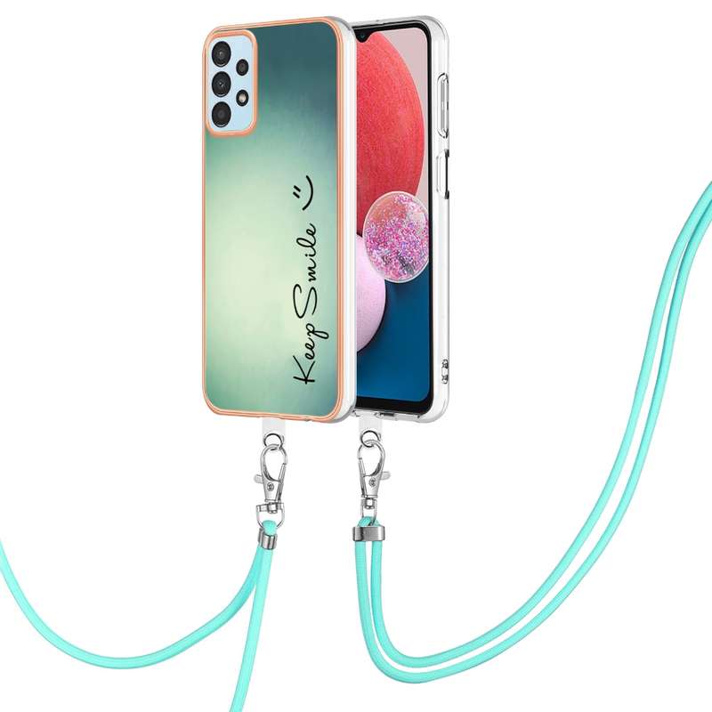 For Samsung Galaxy A34 5G Electroplating Dual-side IMD Phone Case with Lanyard(Lucky Dog)