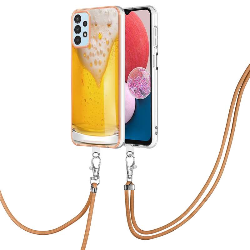 For Samsung Galaxy A34 5G Electroplating Dual-side IMD Phone Case with Lanyard(Lucky Dog)