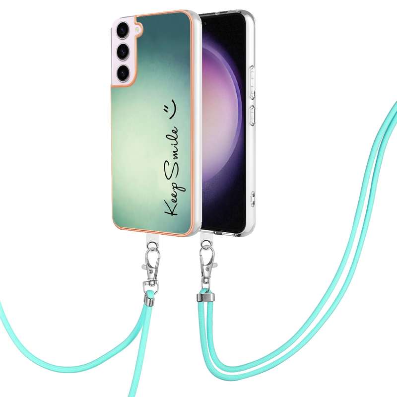 For Samsung Galaxy S22 5G Electroplating Dual-side IMD Phone Case with Lanyard(Equation)