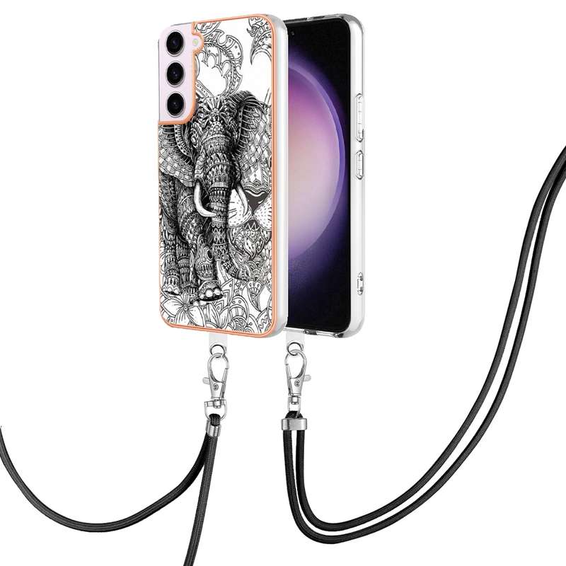 For Samsung Galaxy S22 5G Electroplating Dual-side IMD Phone Case with Lanyard(Equation)