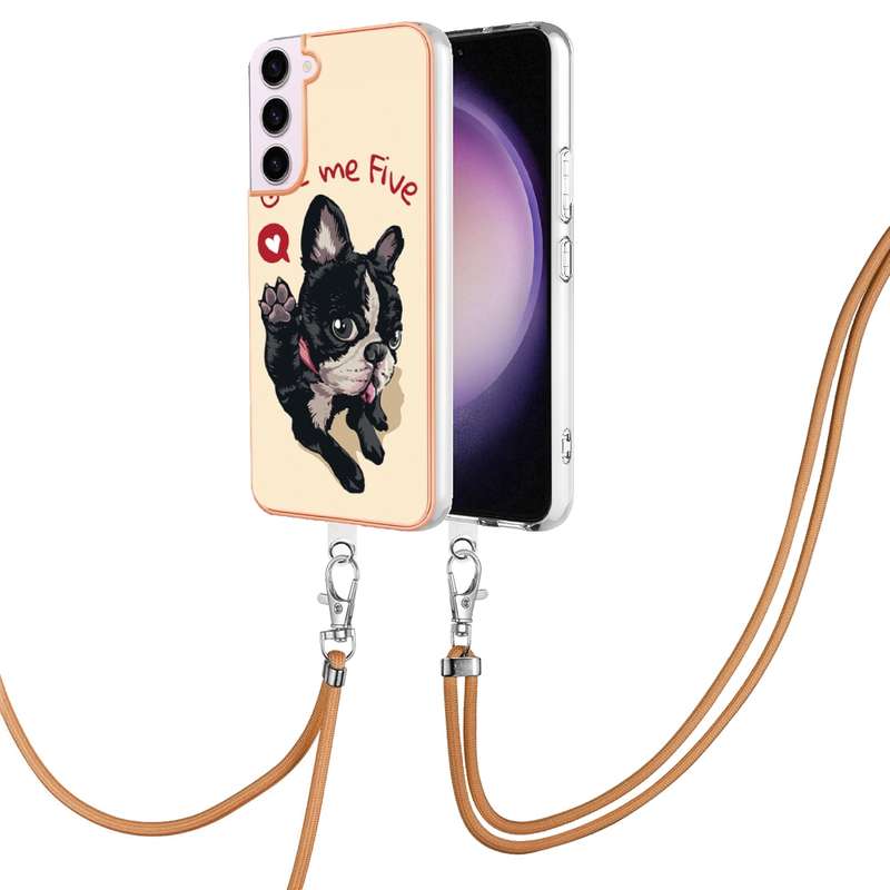 For Samsung Galaxy S22 5G Electroplating Dual-side IMD Phone Case with Lanyard(Equation)