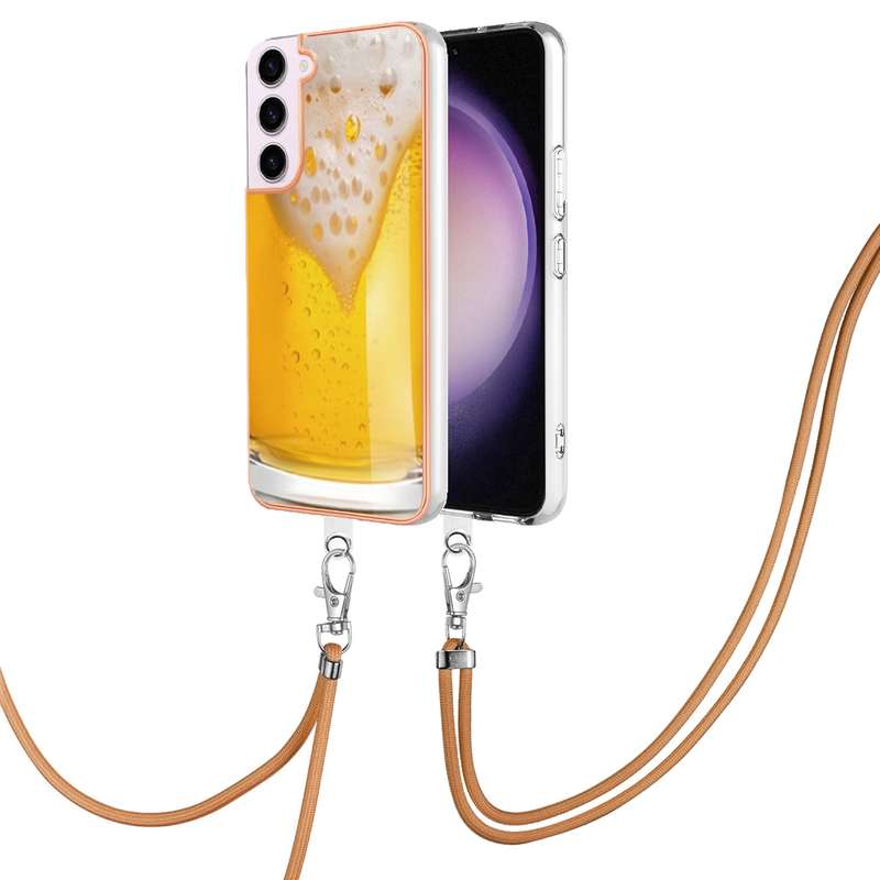 For Samsung Galaxy S22 5G Electroplating Dual-side IMD Phone Case with Lanyard(Equation)