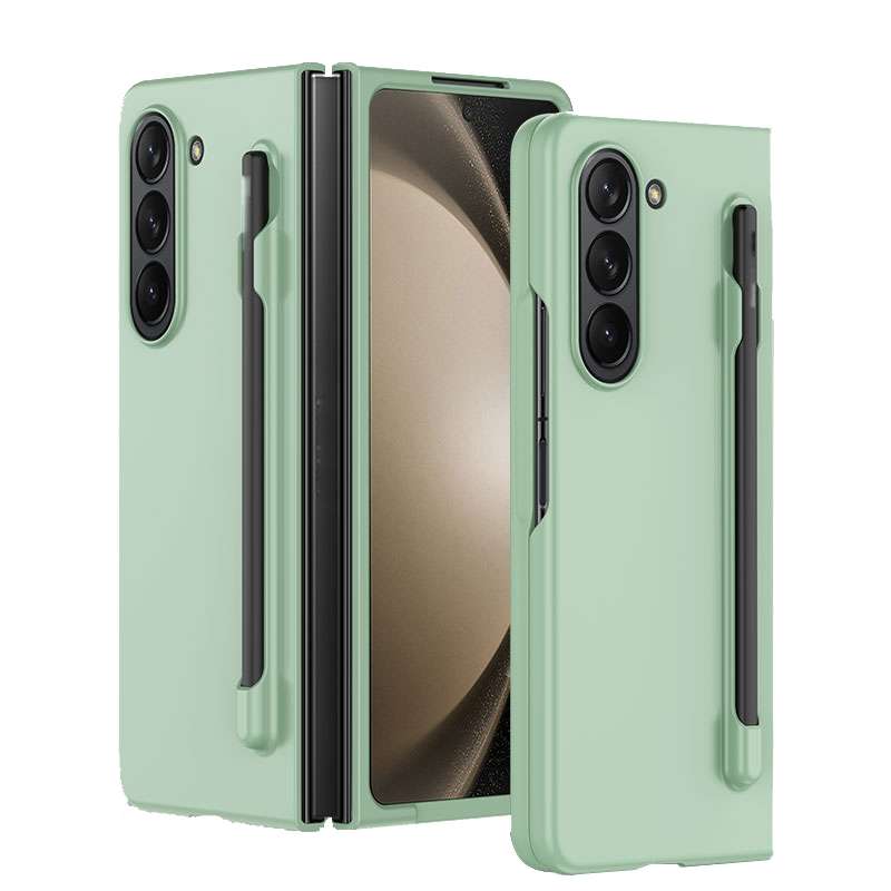 For Samsung Galaxy Z Fold5 Skin Feel PC Phone Case with Pen Slots, Not Included Pen(Pink)