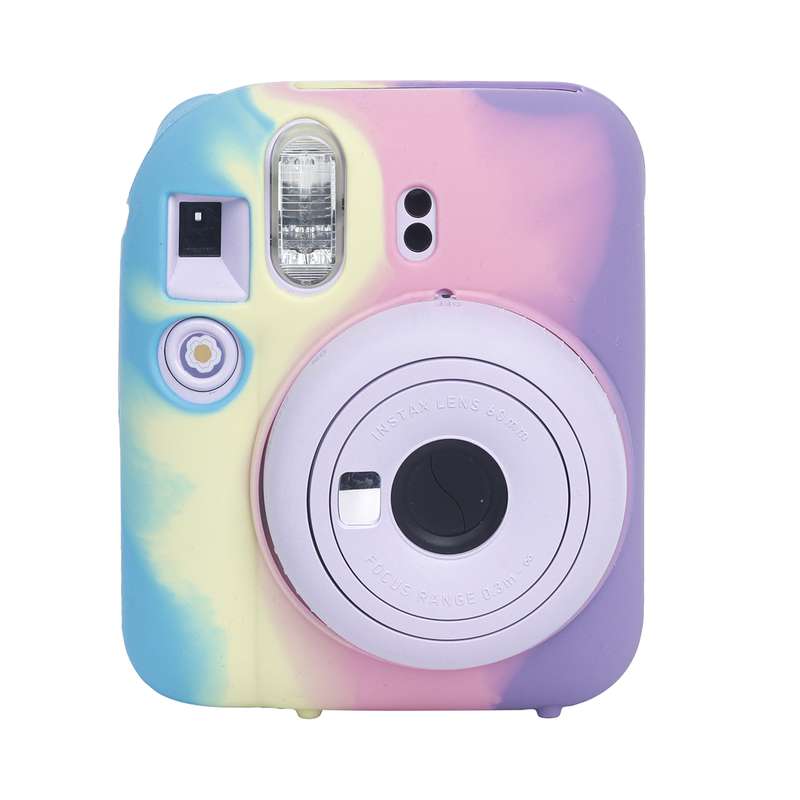 For FUJIFILM instax mini 12 Soft Silicone Camera Protective Case(Pink Blue White)